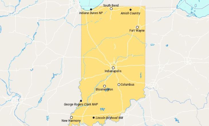 Map of Places to Visit in Indiana