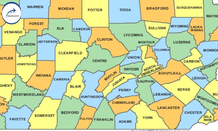 Map of Places to Visit in Pennsylvania